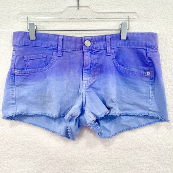 00s Vintage MOSSIMO SUPPLY CO Purple Ombre Cut Off Shorts - Picture 2 of 9